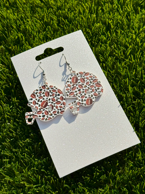 Leopard Football Helmet Earrings